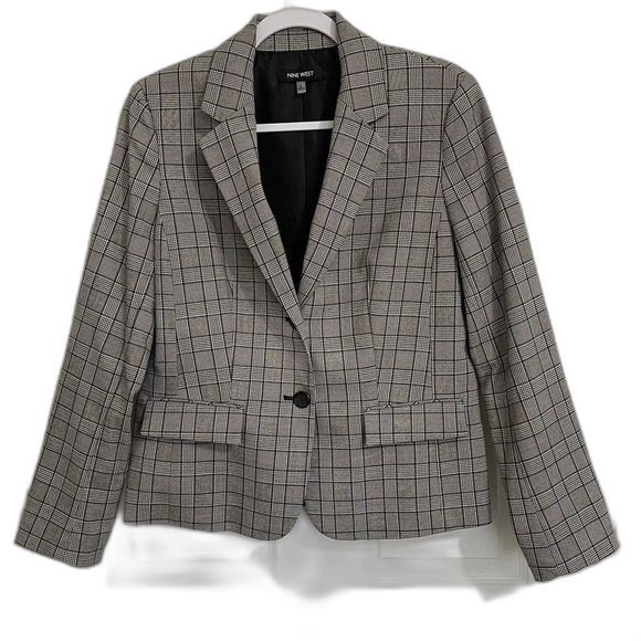 Nine West Plaid Blazer Classic Career Office Business Pockets Like New Size 8 - Picture 12 of 12